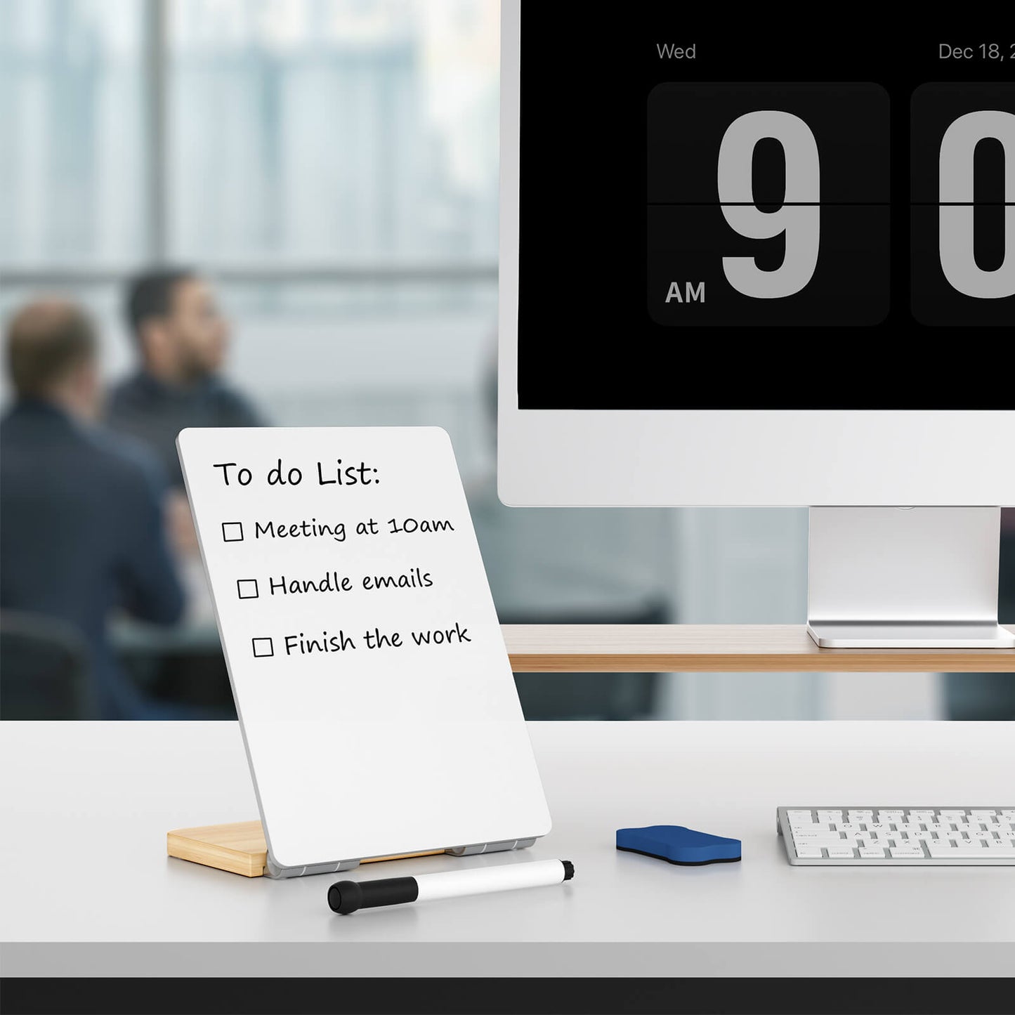 Desktop Whiteboard with Wooden Stand