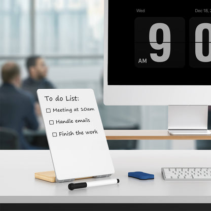 Desktop Whiteboard with Wooden Stand