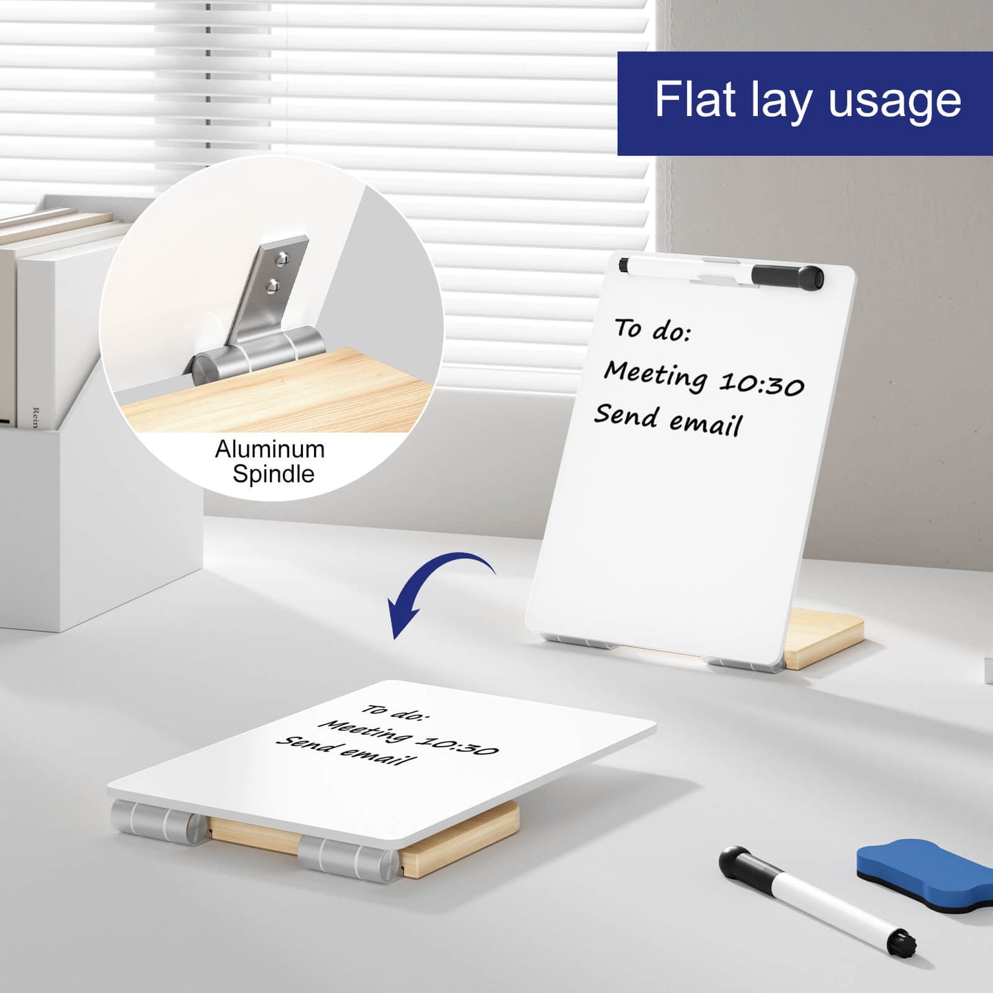 Desktop Whiteboard with Wooden Stand