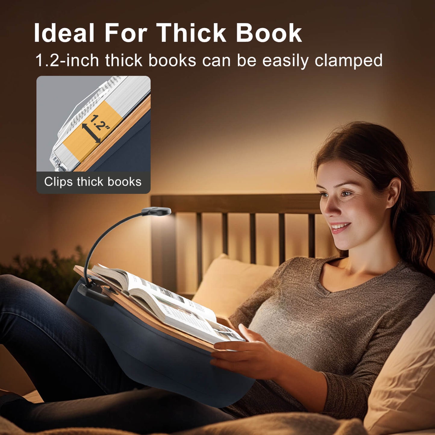 Book Pillow Stand with 6500K Reading Light