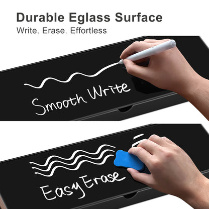 Sturdy Aluminum Frame with Wooden Storage Compartment Glass Desktop Whiteboard