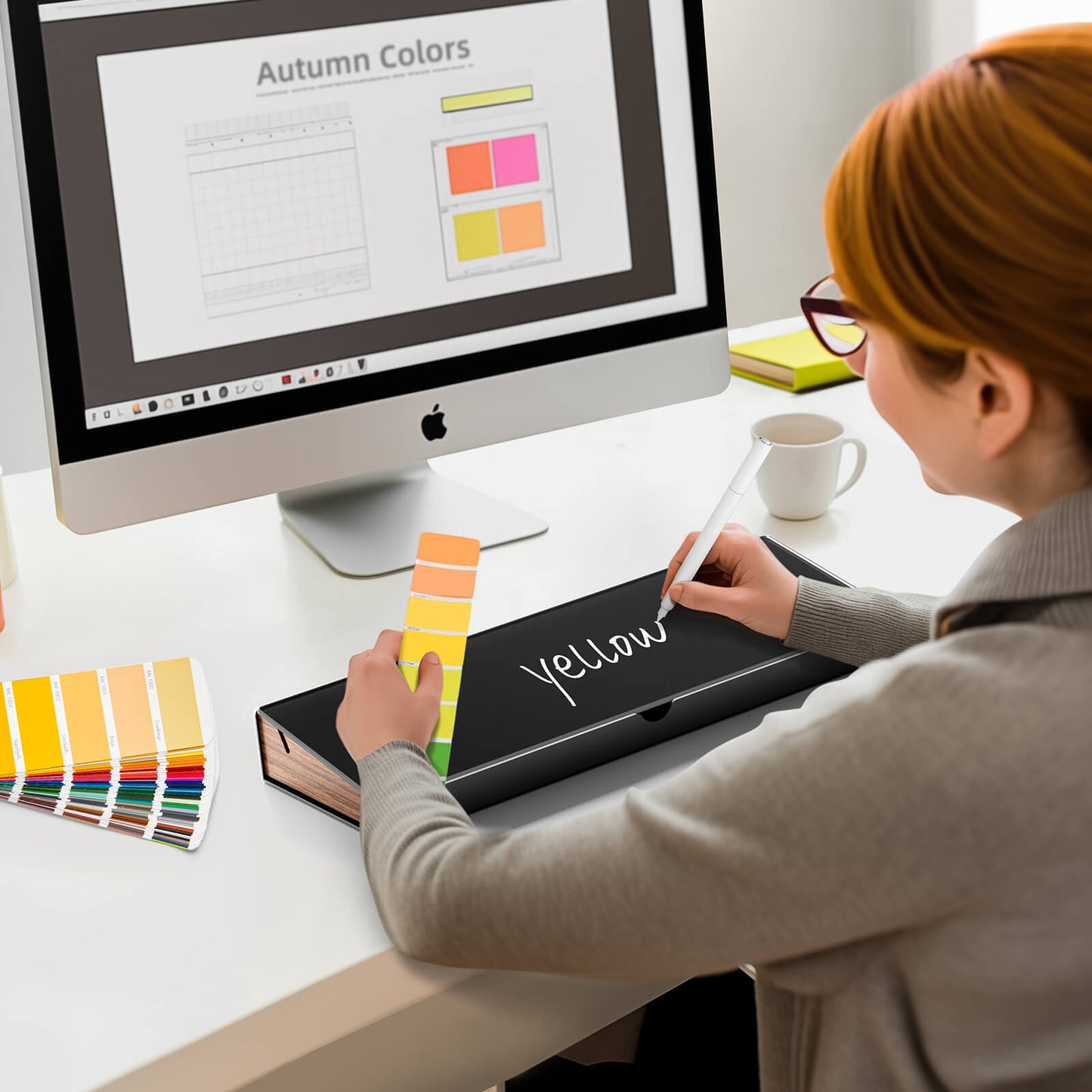 Sturdy Aluminum Frame with Wooden Storage Compartment Glass Desktop Whiteboard