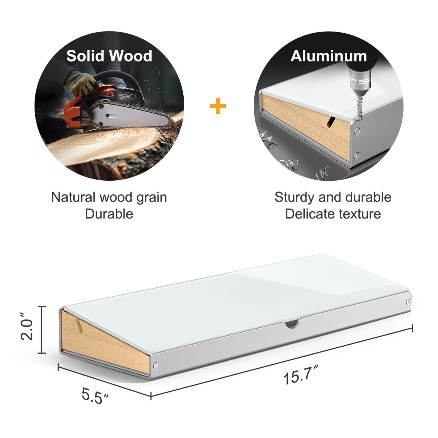 Desktop Whiteboard with Sturdy Aluminum Frame & Wooden Storage Compartment