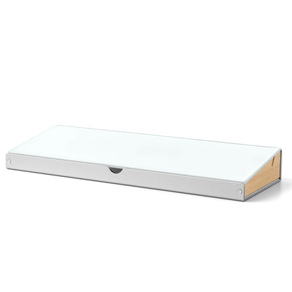 Desktop Whiteboard with Sturdy Aluminum Frame & Wooden Storage Compartment